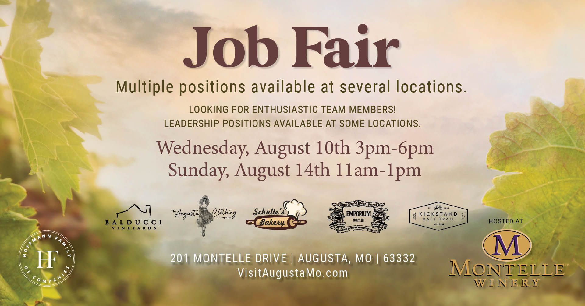 Job Fair Visit Augusta, MO America's First Wine Region