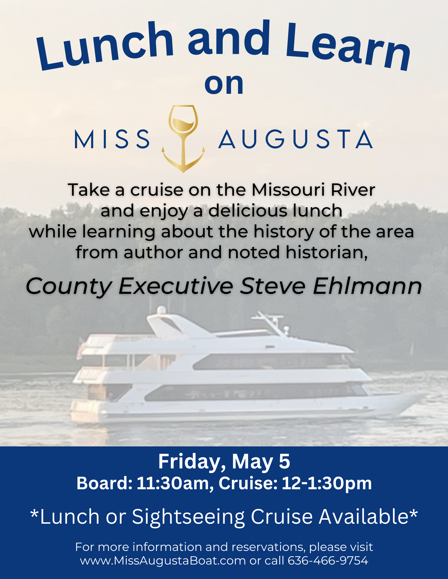 Lunch & Learn On The Miss Augusta Visit Augusta, MO America's First